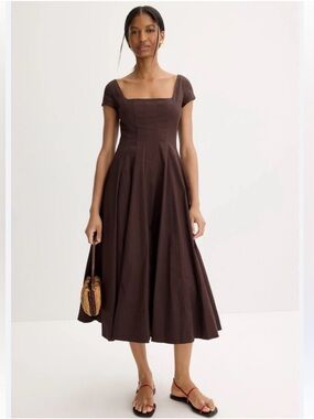 STAUD Short Sleeve Wells Midi Dress